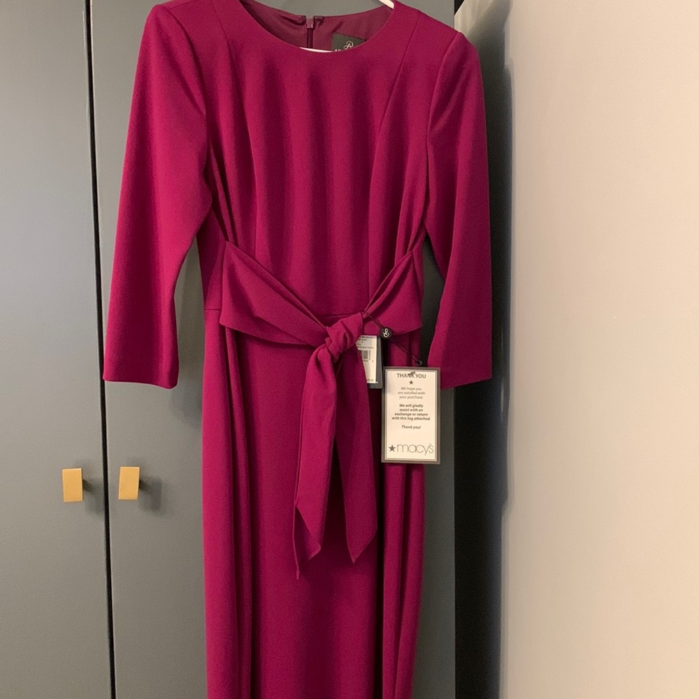Knit crepe tie waist sheath